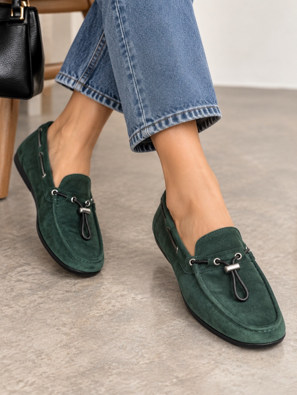 Vintage Prada Green Suede Toggle Loafers Flats IT 38 US 8